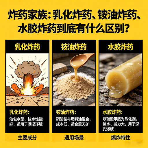 内丘炸药家族：乳化炸药、铵油炸药、水胶炸药到底有什么区别？